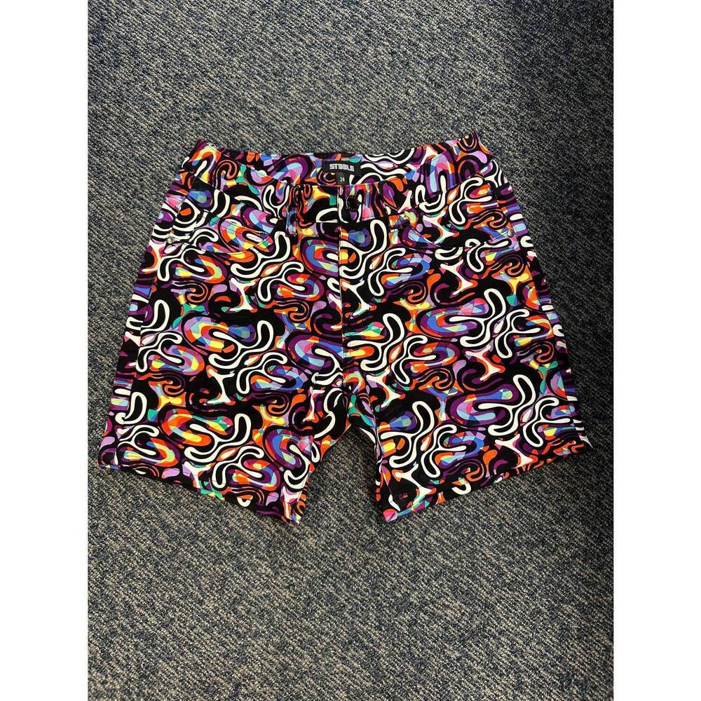NEW STEELE men's 1932 knit shorts in spectrum swirls